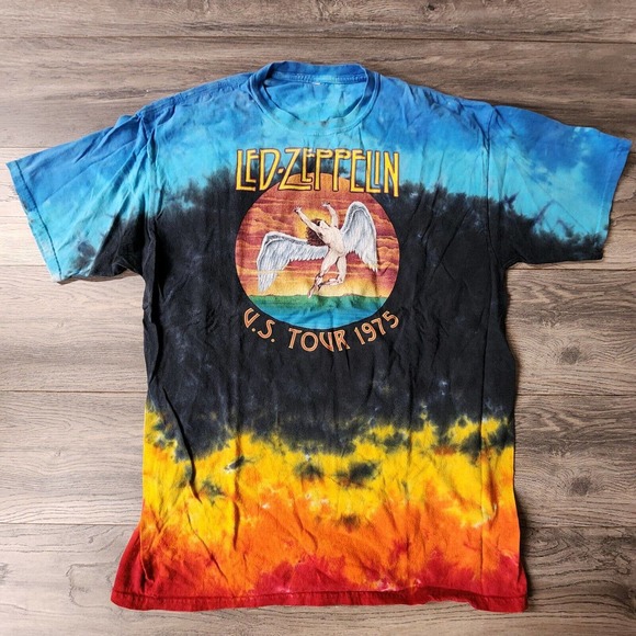Vintage Liquid Blue Tie-dye Led Zeppelin T-Shirt Mens XL - Picture 1 of 3
